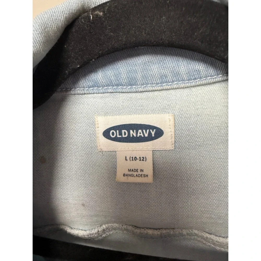 Old Navy Girls Light Wash Denim Trucker Jacket Size L 10-12 Blue‎ Jean Jacket